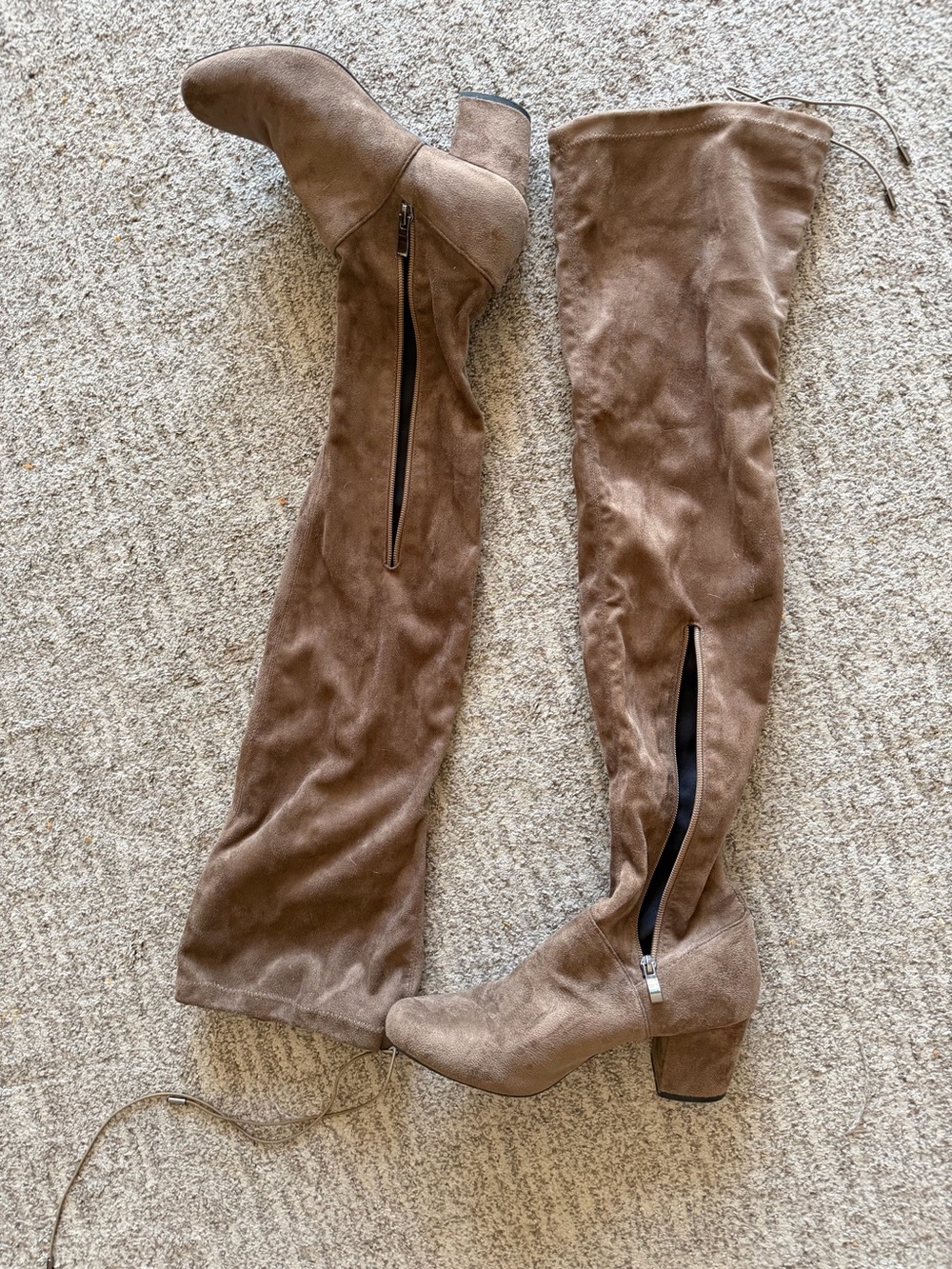 Catherine Malandrino Taupe Faux Suede Over Knee Boots Size 8